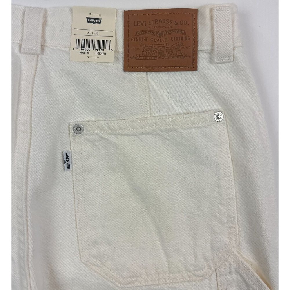 Levis Premium Dad Utility Womens 27x30 White Carpenter Jeans Loose Fit Mid Rise - Picture 12 of 12